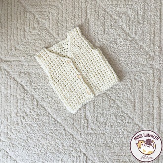 Bebek Yelek – Krem, 1 Yaş – Alize Puffy, El Örgüsü