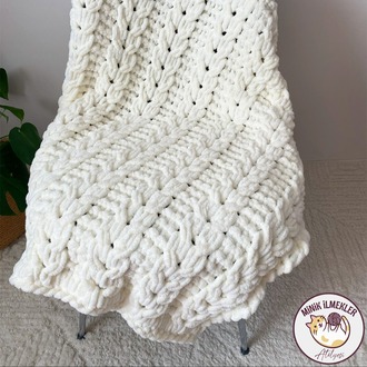 Bebek Battaniyesi – Krem, 90x90 cm – Alize Puffy, El Örgüsü