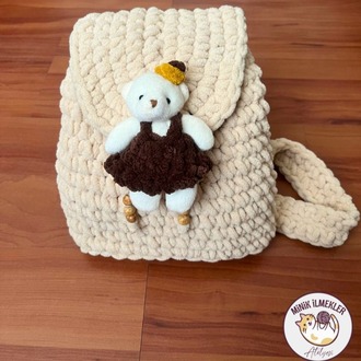Çocuk Çanta – Bal köpüğü , 30x27 cm – Alize Puffy, El Örgüsü
