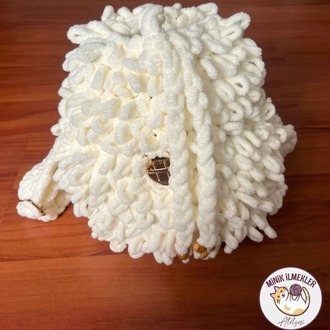 Çocuk Çanta – Beyaz , 30x27 cm – Alize Puffy, El Örgüsü
