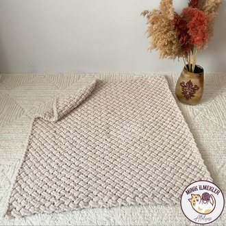 Bebek Battaniyesi – Fil Dişi, 90x90 cm – Alize Puffy, El Örgüsü