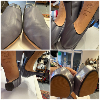 Chanel gri arkası açık stiletto 39.5