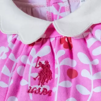 U.S POLO ÇİÇEKLİ PEMBE ELBİSE