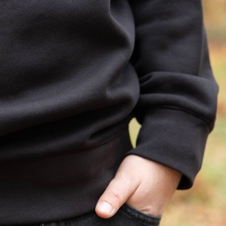 minimal X design Siyah Kapşonlu Sweatshirt - Yüksek Gramajlı Kalın Kumaş