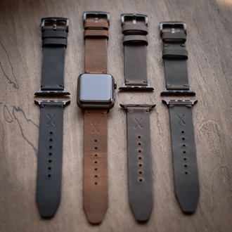 minimal X Apple Watch Kordonu - El Yapımı & Gerçek Deri - Tüm Renkleri
