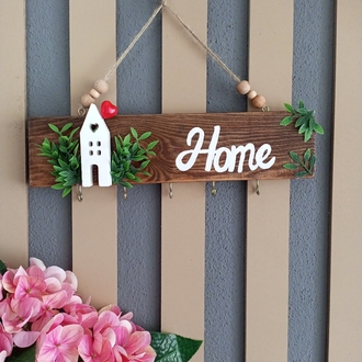 Ahşap Home Anahtarlık Askısı 