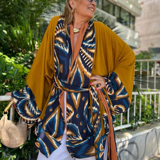 Kontrast detaylı kimono 