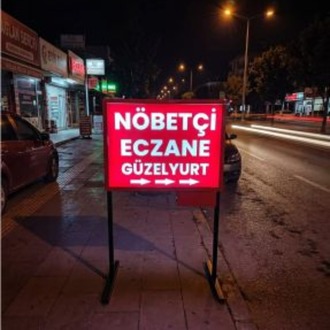 Portatif Akülü Işıklı Nöbetçi Eczane Tabelası (Eczane İsmine Özel Üretim)