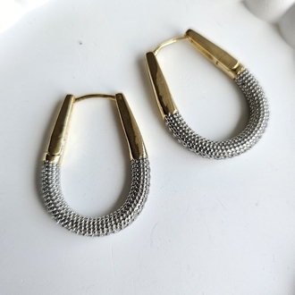 Çift renk oval küpe 
