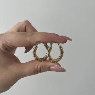 İncili Halka Gold Küpe | Çelik
