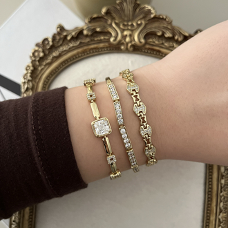 Kare Taşlı Gold Bileklik | Xuping