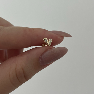Taşlı Kalp Piercing | Çelik