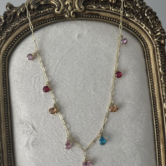 14K Renkli Taşlı Choker | Çelik