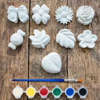 9 Adet (3D) Çiçek Yaprak Motifli Taş Boyama Seti Çocuk Gelişimi Etkinlik