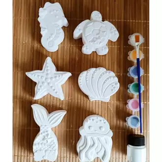 6 Adet (3D) Deniz Canlıları Taş Boyama Seti Çocuk Gelişimi Etkinlik