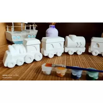 6 Adet (3D) Sevimli Tren Figürlü Taş Boyama Seti Çocuk Gelişimi Etkinlik