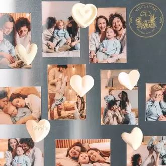 Buzdolabı Süsü Kalpli Magnet, 6 Adet Farklı Desenlerde Mıknatıslı Fotoğraf Tutucu Magnet