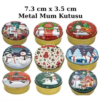 10 Adet Özel Gün Desenli Mum, Sabun ve Hediyelik Metal Kutu 7,3x3,1 cm
