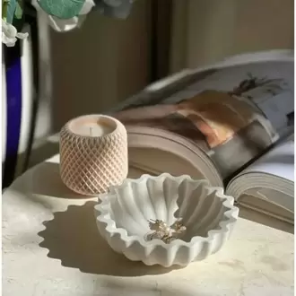 Dekoratif Pinterest Tabak Yuvarlak Tırtıklı Beton Kase Şekerlik