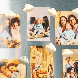10'lu Mini Beyaz Bulut Buzdolabı Magneti , Mıknatıslı Fotoğraf Tutucu Magnet