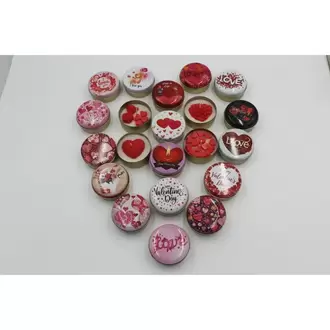 10 Adet Özel Gün Desenli Mum, Sabun ve Hediyelik Metal Kutu 7,3x3,1 cm