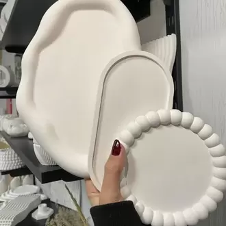 Üçlü Takı Tabağı Dekoratif Alçı Süs Eşyası 15 x 15 TBK-1013