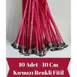 10 Adet Renkli Mum Fitili, Hazır Mumlanmış Çıtçıtlı %100 Pamuk