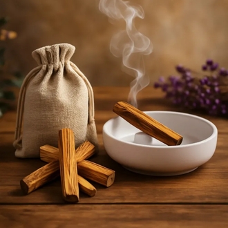 Palo Santo Tütsü Seti – 4 Adet Palo Santo (30-35 gr) ve Palo Santo Tütsülük (Beyaz) - Peru