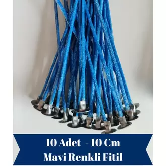 10 Adet Renkli Mum Fitili, Hazır Mumlanmış Çıtçıtlı %100 Pamuk
