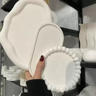 Üçlü Takı Tabağı Dekoratif Alçı Süs Eşyası 15 x 15 TBK-1013