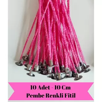 10 Adet Renkli Mum Fitili, Hazır Mumlanmış Çıtçıtlı %100 Pamuk