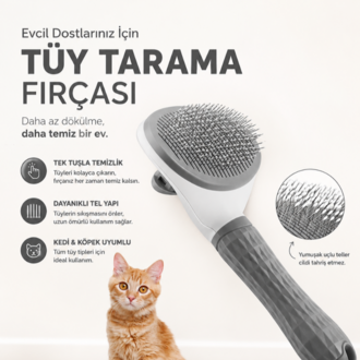 Kedi Köpek Tüy Toplama Tarağı | Otomatik Temizlenen Pet Fırçası