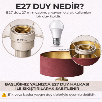 DEKORATİF TAŞ RENGİ KUMAŞ KAPLAMA ABAJUR BAŞLIĞI