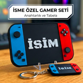 İsminize Özel Gamer Seti | Tabela + Anahtarlık