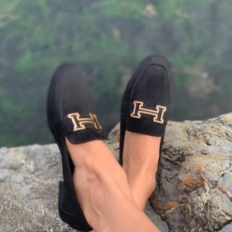 HERMES TOKALI SİYAH SÜET BABET