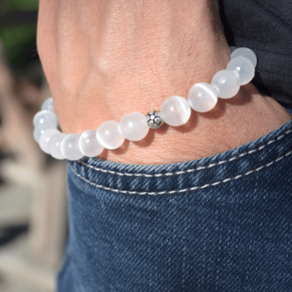 Selenit Bileklik %100 Doğal Taş 1. Kalite 8mm