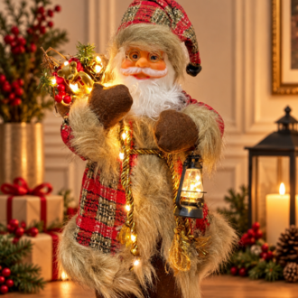Sıcak Işıklı Dekoratif Noel Baba 45 cm