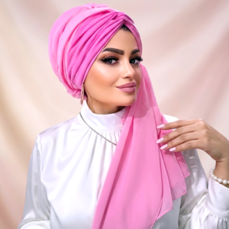 Şeker Pembe Dolgulu Düğüm Şallı Bone