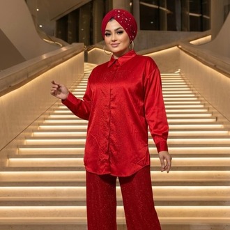 Kırmızı Simli Pantolon