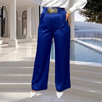 Saks Mavisi Kemerli Pantolon