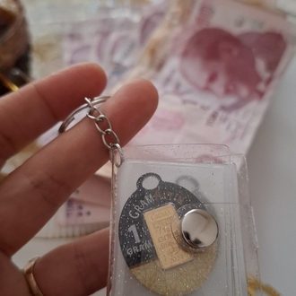Çıtçıtlı Mini Parıltılı Altın cüzdanı