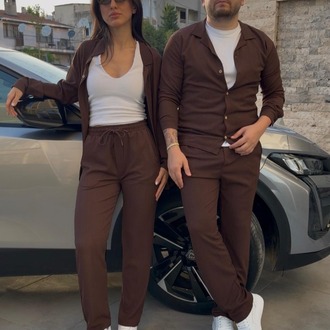BÜRÜMCÜK TAKIM EŞ KOMBİNİ KAHVE