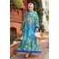 Floral Patterned Indigo Blue Hijab Dress 18235IM
