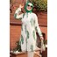 Patterned Green Viscose Hijab Tunic 11610Y