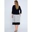 MY STYL
Long Sleeve Viscose Patterned Plus Size Black White Two-Piece Outfit Mys2061byz