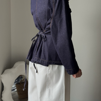 Belden oturmalı denim ceket