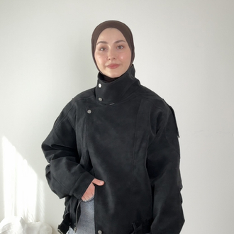 Nubuk kürk yakalı mont