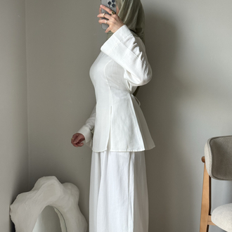 Yırtmaçlı pantolon takım / beyaz