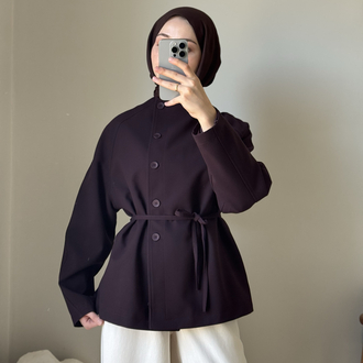 Dik yaka ceket / mürdüm 
