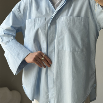 Oversize poplin gömlek / bebe mavi 